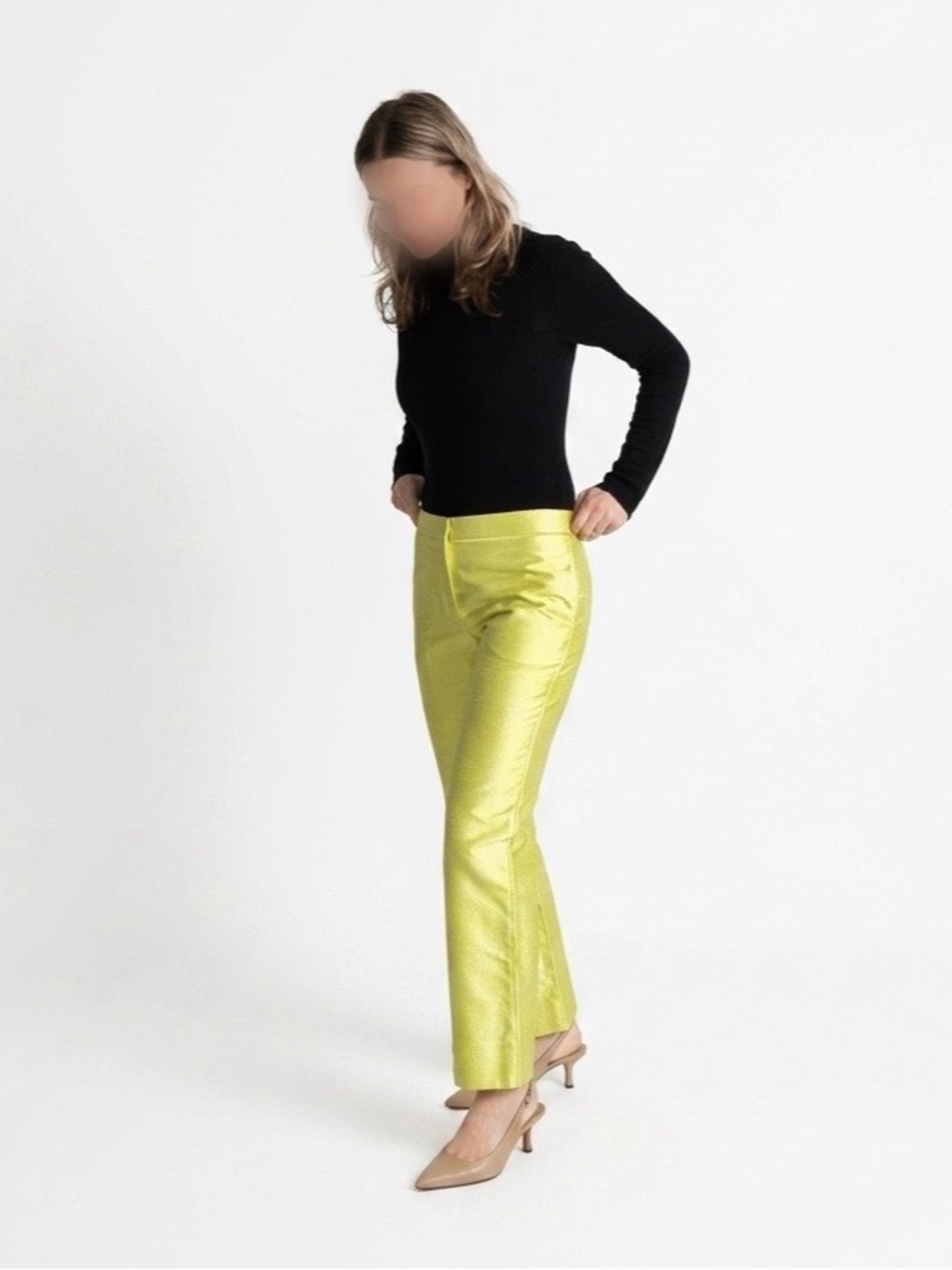 Valentino | NWT Shiny Lemon 🍋 Straight-Leg Pants